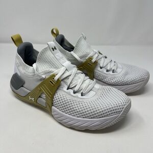 Under Armour Project Rock 4 Training Sneakers Shoes White Gold Women's Size 10